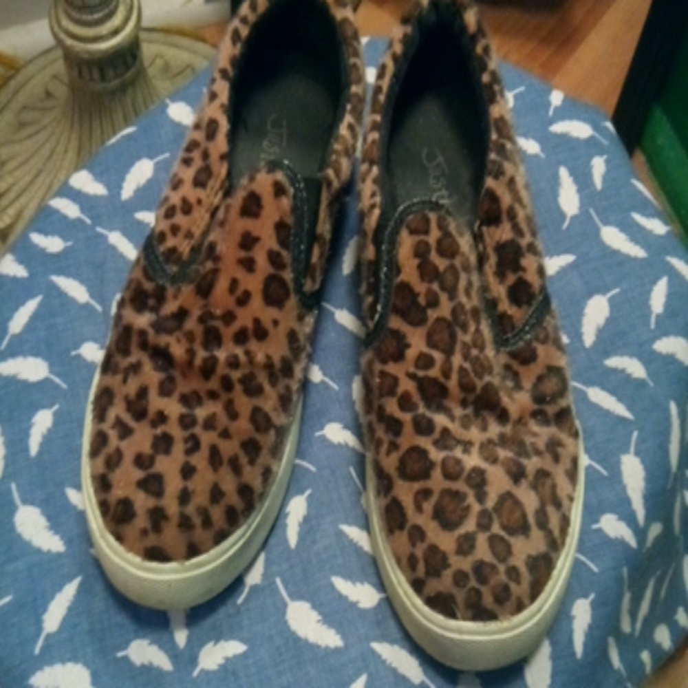Justice leopard slip on sneakers